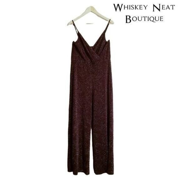 ROW A Metallic Wrap Jumpsuit  Maroon Purple - XXL - NWOT  8 0054 - Picture 12 of 12